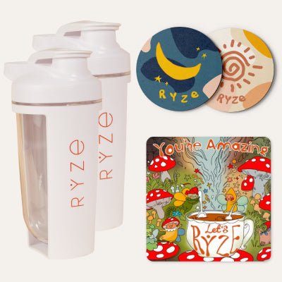 RYZE 2 Shaker Bottles + FREE Gifts - Easy Bottle Carry