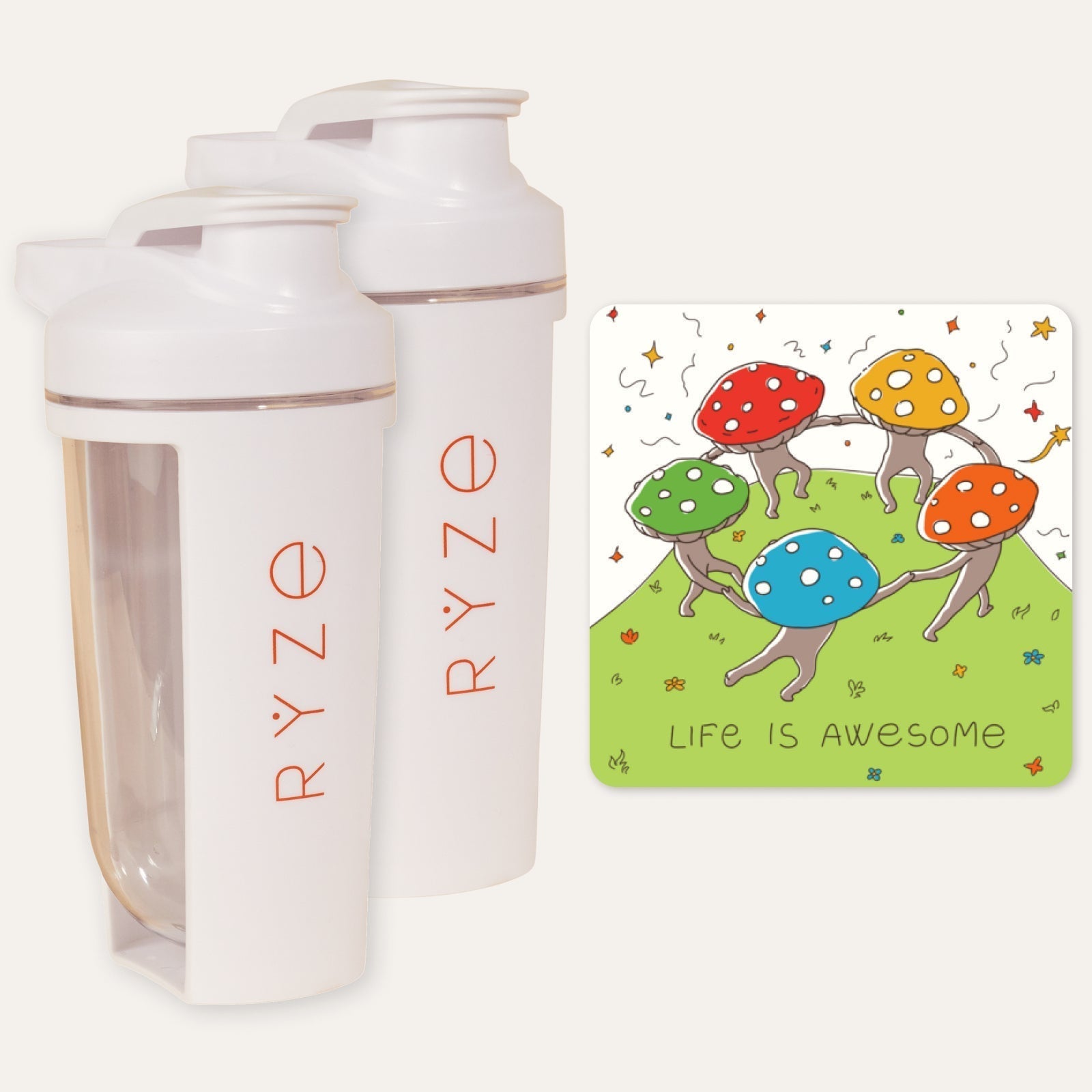 RYZE 2 Shaker Bottles + FREE Gifts - Easy Bottle Carry