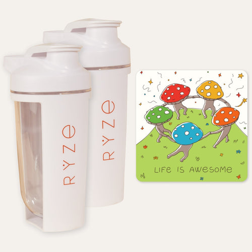 RYZE 2 Shaker Bottles + FREE Gifts - Easy Bottle Carry