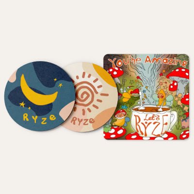 RYZE Coasters + Mushroom Magnet - Mood Touch