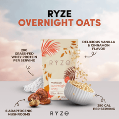 RYZE Mushroom Overnight Oats Pack (14 Servings) - Simple Routine