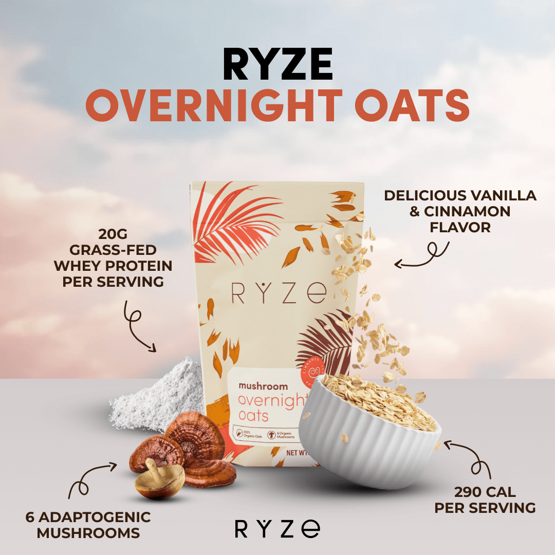 RYZE Mushroom Overnight Oats Pack (14 Servings) - Simple Routine