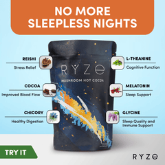 RYZE Hot Cocoa - with 6 Sleep Superfoods to Help Fall Asleep and Stay Asleep - Calm Night
