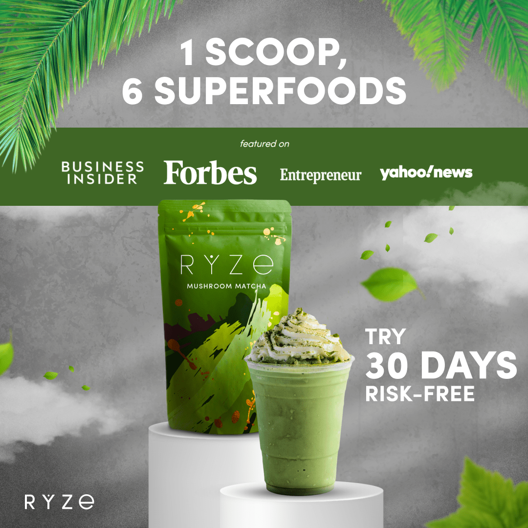 RYZE Organic Mushroom Matcha Starter Kit (60 servings) - Matcha Setup