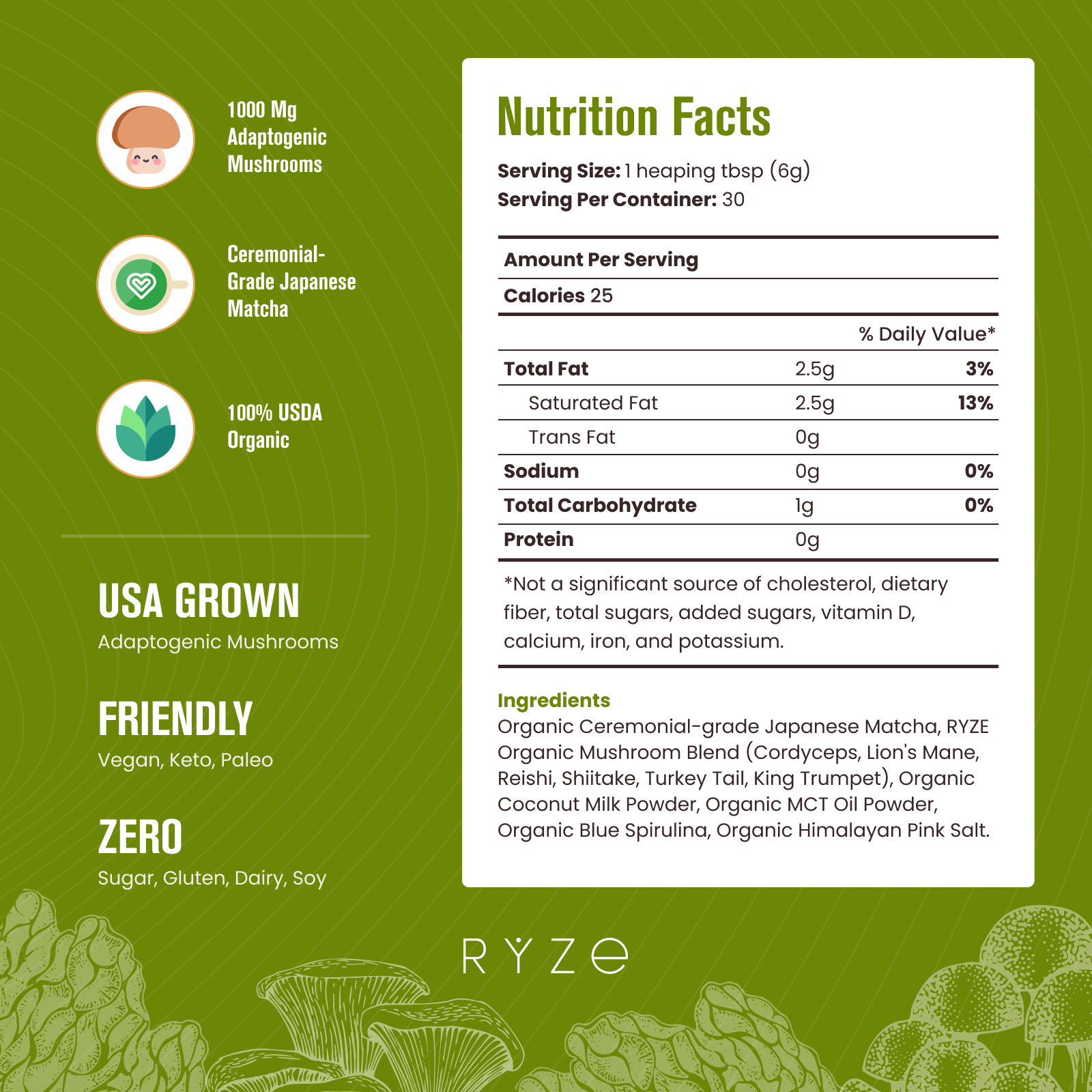 RYZE Organic Mushroom Matcha Starter Kit (60 servings) - Matcha Setup