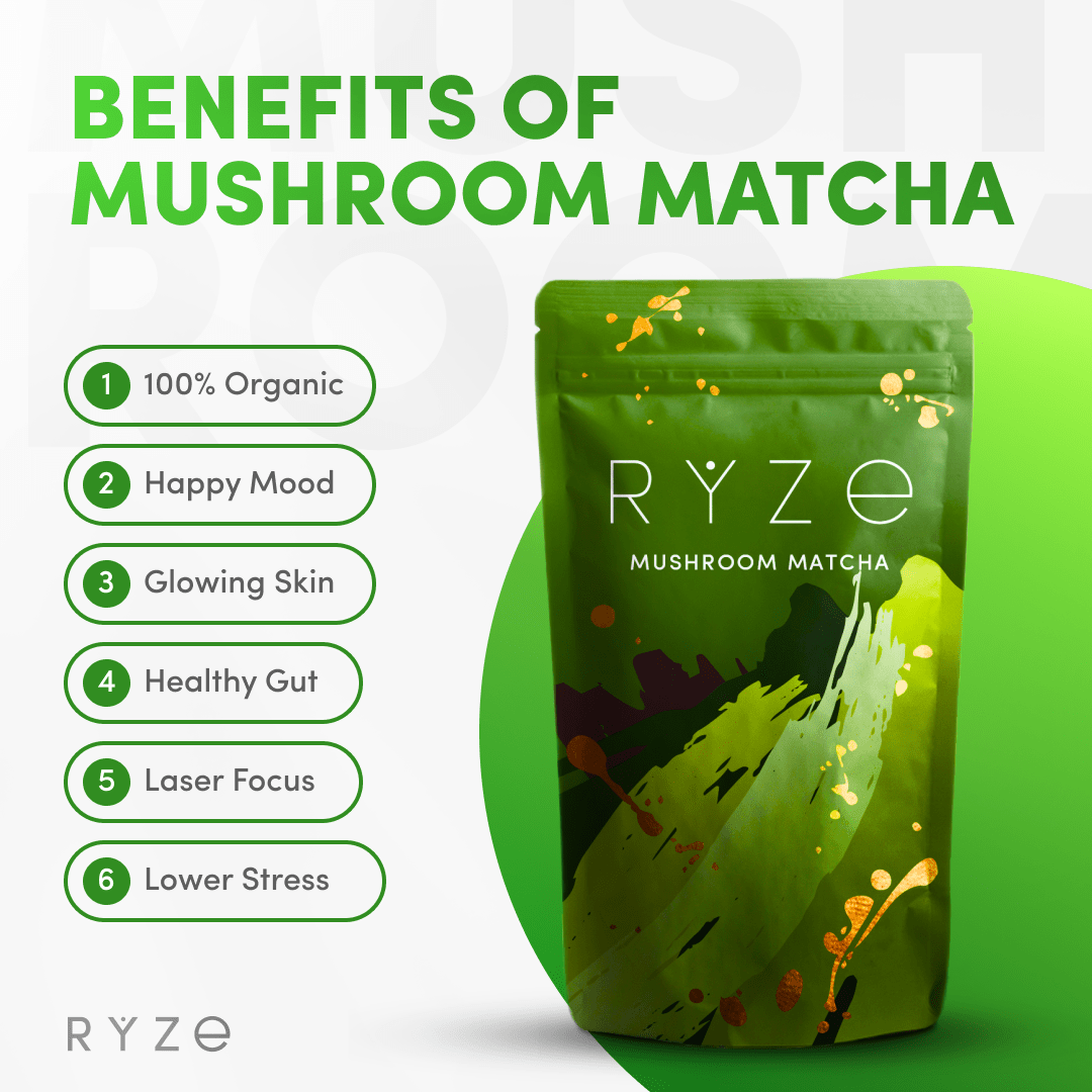 RYZE Organic Mushroom Matcha Starter Kit (60 servings) - Matcha Setup